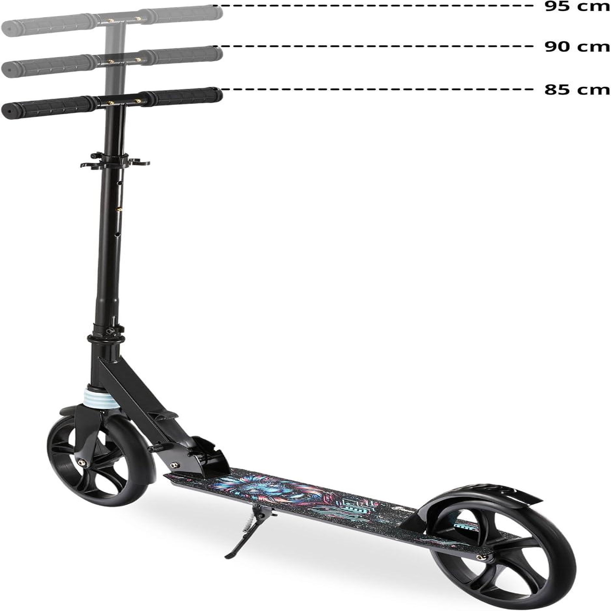 Voir la diapositive 5 : HYPERMOTION Trottinette Enfant +6 HyperMotion, 100Kg Max, Pliable- Amortisseur- Guidon Réglable 85-95cm- ABEC 7