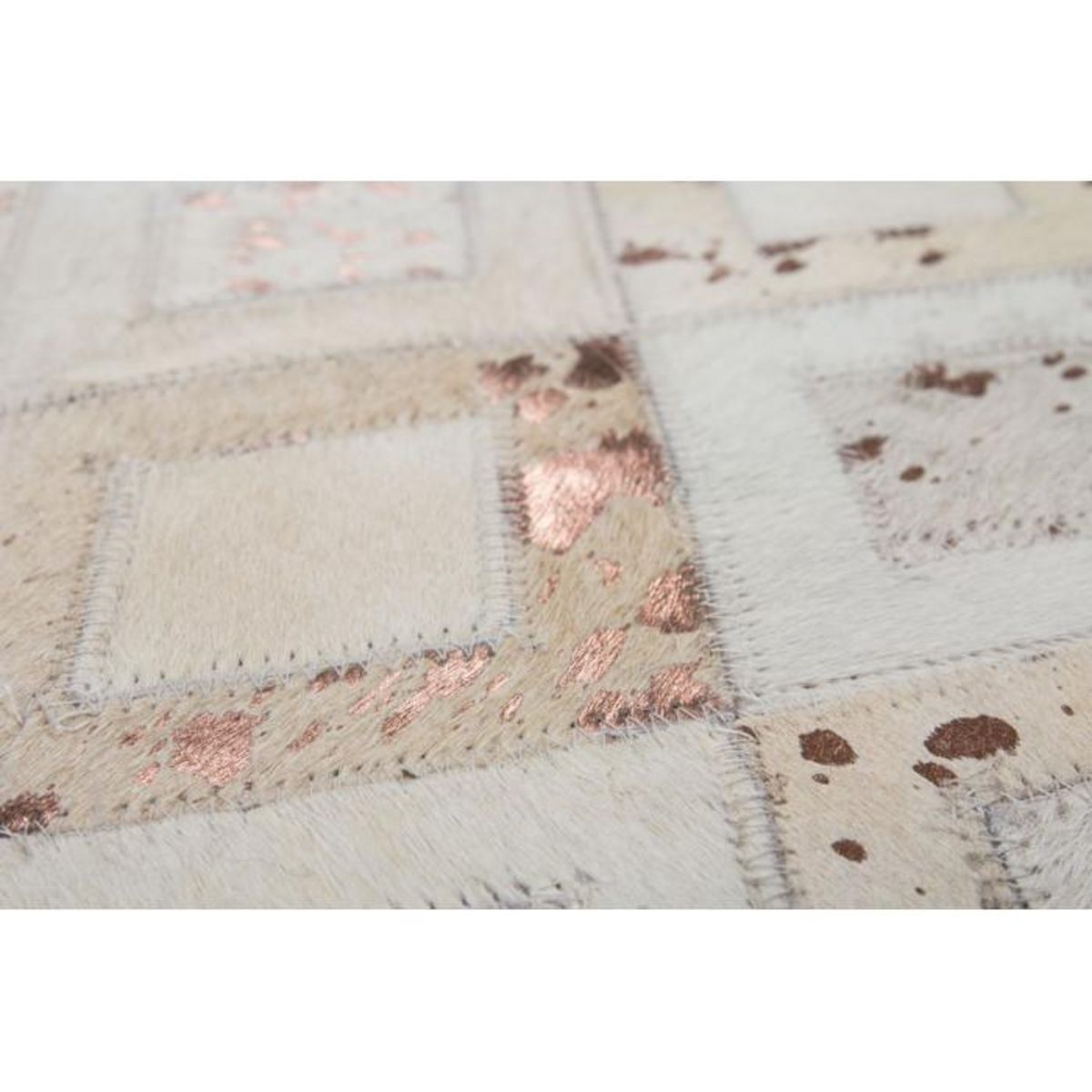 Paris Prix Tapis en Cuir Effet Métallique  Spark  Ivoire & Chrome