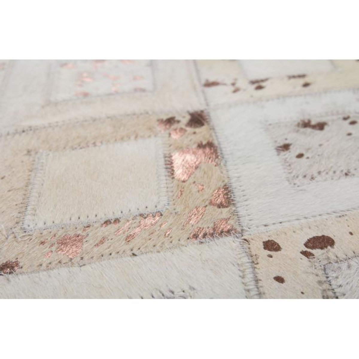 Paris Prix Tapis en Cuir Effet Métallique  Spark  Ivoire & Chrome