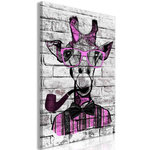 Paris Prix Tableau Imprimé  Giraffe with Pipe Pink. Coloris disponibles : Multicolore