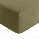 BATON ROUGE Drap housse 100% lin lavé uni. Coloris disponibles : Vert