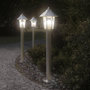 Voir la diapositive 1 : VIDAXL Lampadaires d'exterieur 3 pcs argente 80 cm acier inoxydable