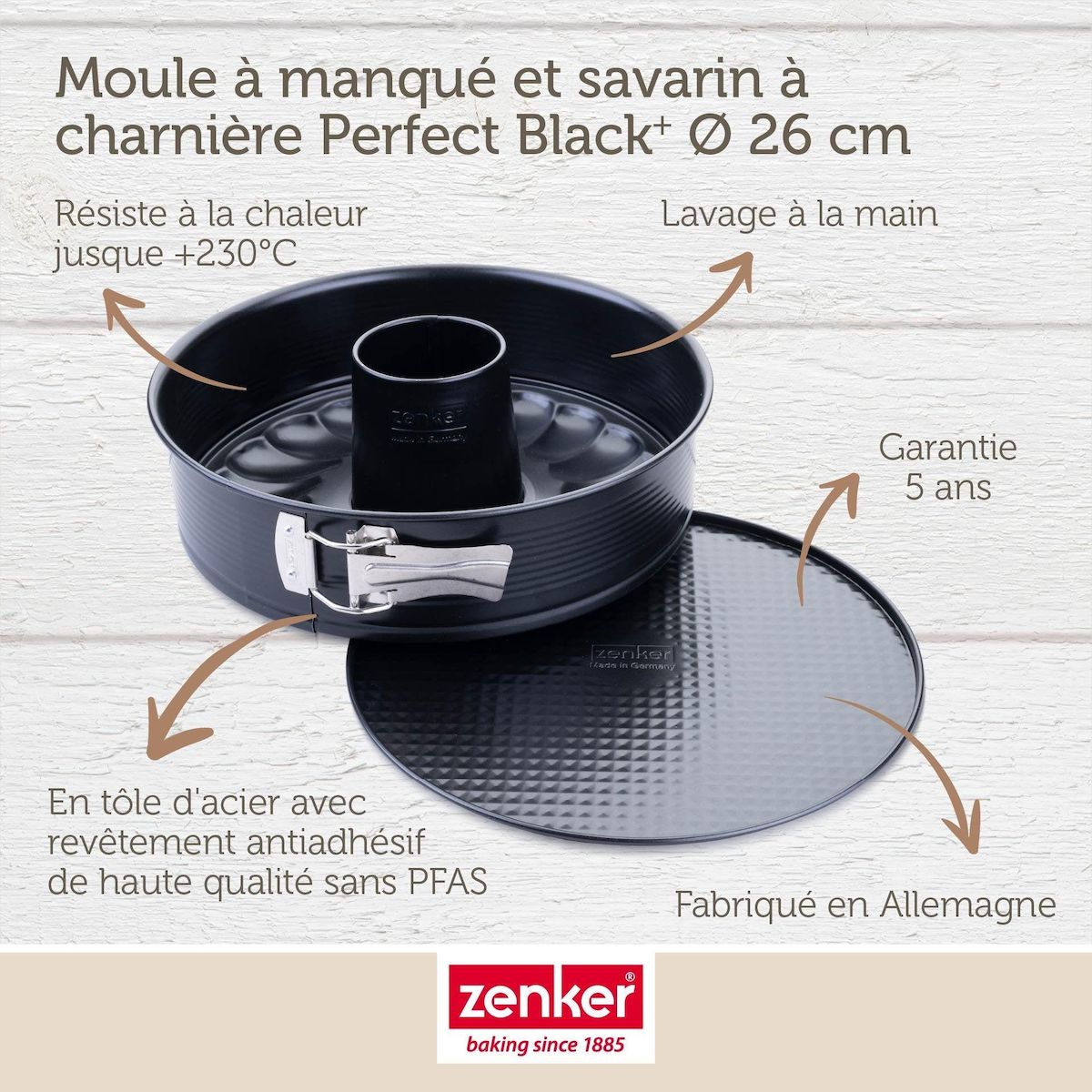 ZENKER Moule à manqué et à savarin double fond 26 cm Zenker PerfectBack+