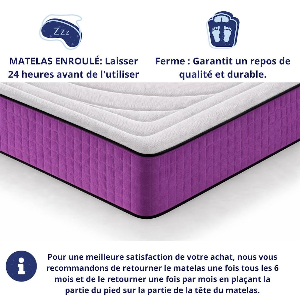 DAGOSTINO HOME Matelas - 30cm Epaisseur - Mousse HR Très Ferme | Double Face (Été/Hiver) | Soutien Équilibré, Parfait et Tonique