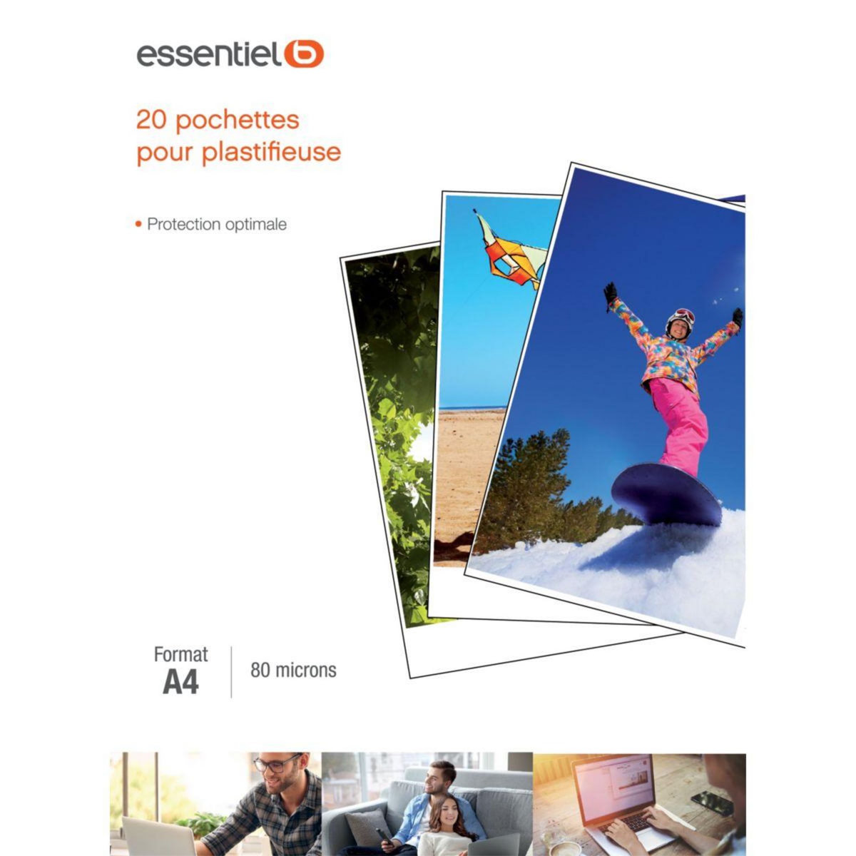 ESSENTIEL B Consommable de bureau pour plastifieuse 20 feuilles A4 pour plastifieuse 80mic