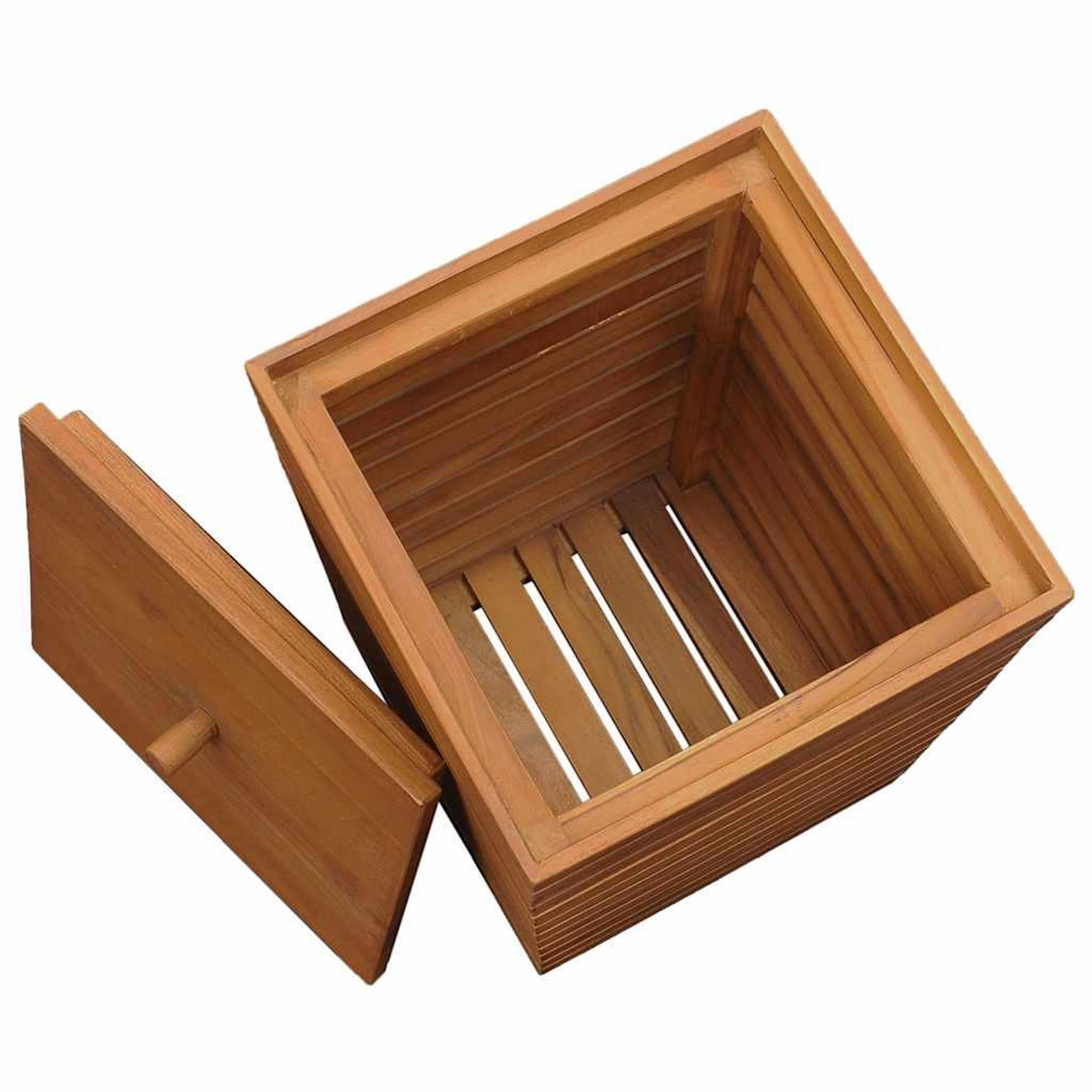 Voir la diapositive 5 : VIDAXL Panier a linge 30x30x45 cm bois de teck massif