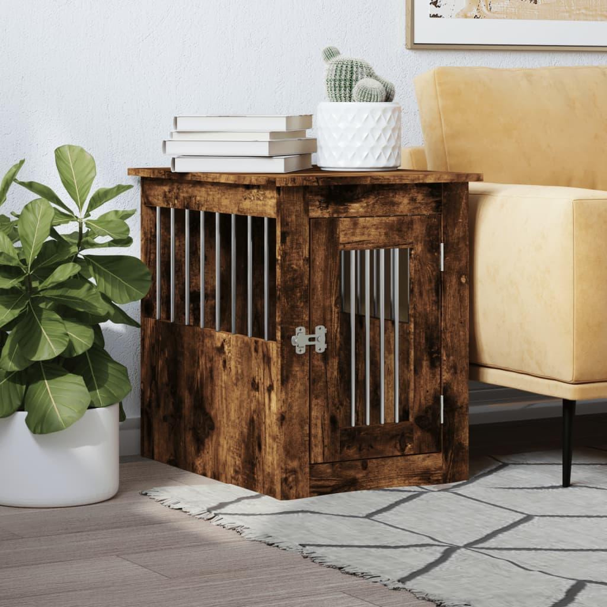 VIDAXL Meuble de cage pour chiens chene fume 45x62x59 cm