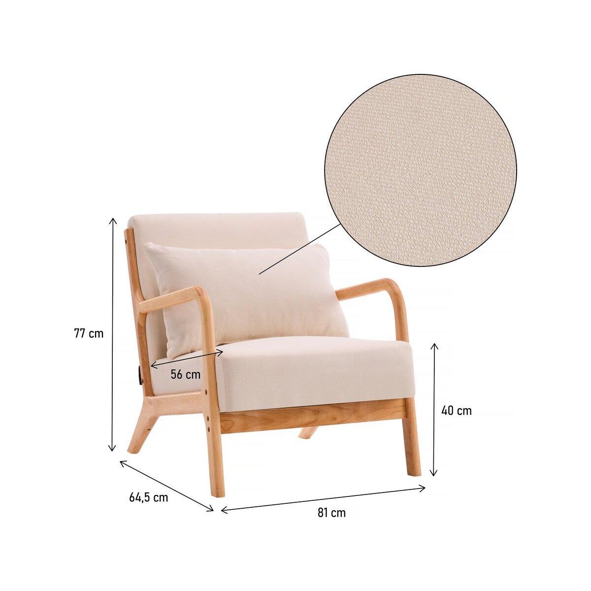 Habitat et Jardin Fauteuil  Clinton  en bois style scandinave - Lin - Beige