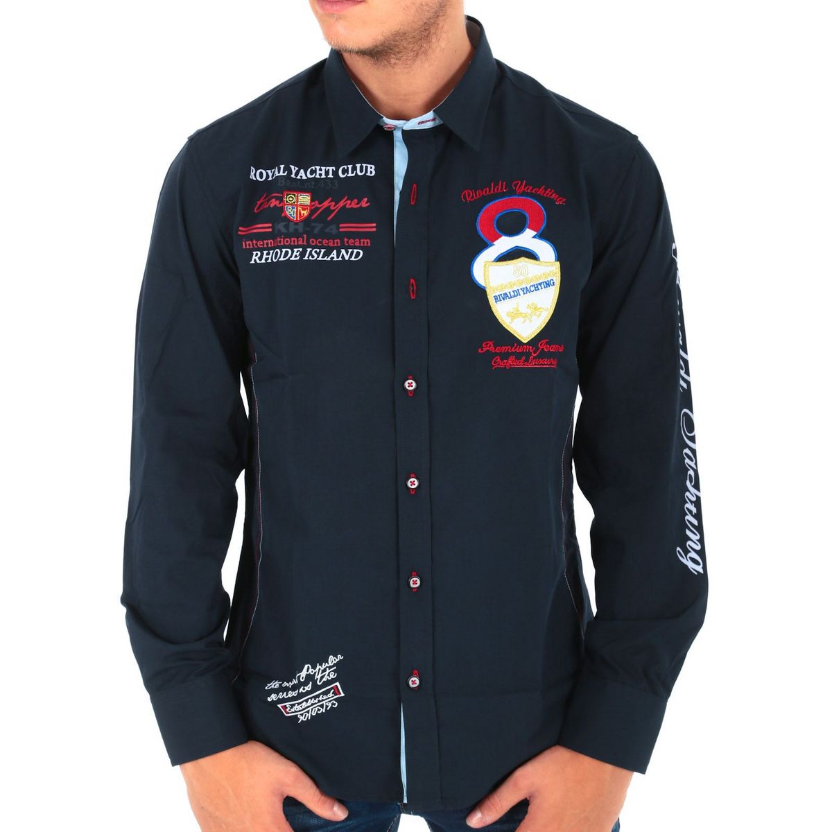 Chemise slim RIVALDI bleu marine