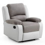 Voir la diapositive 1 : Fauteuil relax manuel HELENE tissu+ pu coloris gris et blanc 