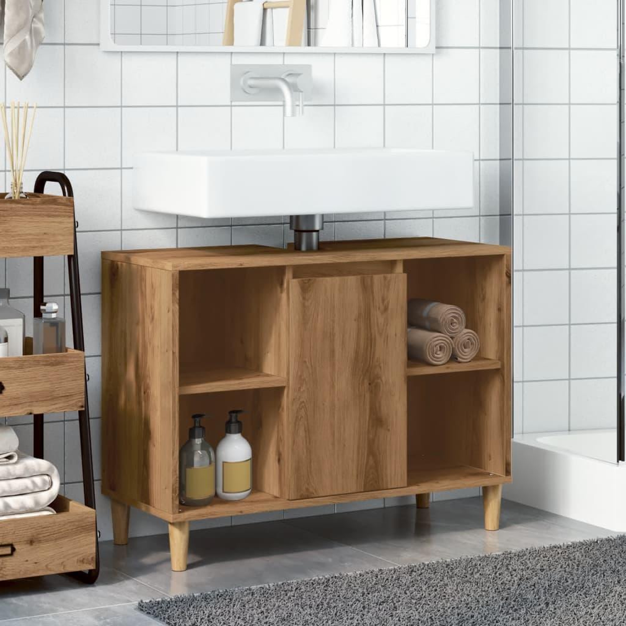 Voir la diapositive 3 : VIDAXL Armoire de salle de bain chene artisanal bois d'ingenierie