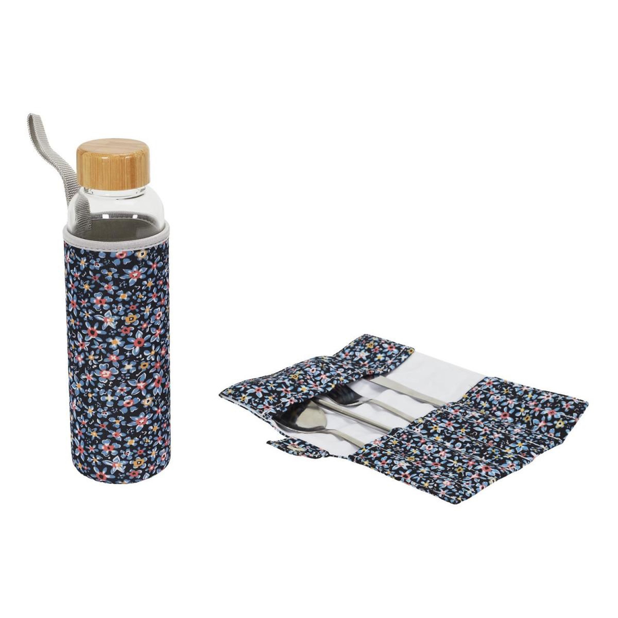 COOK CONCEPT Coffret Bouteille & Couverts  Pochette  50cl Bleu