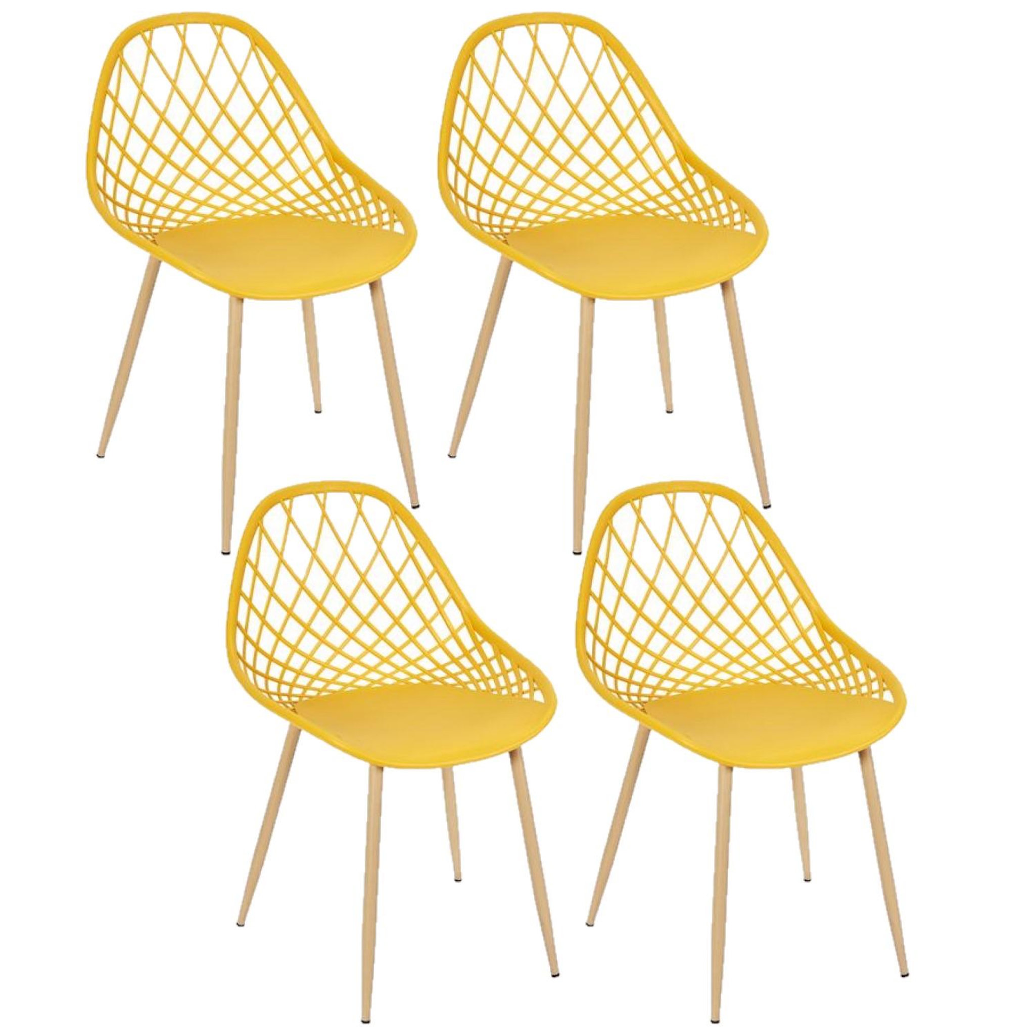 Voir la diapositive 1 : TOILINUX Lot de 4 chaises d'extérieur Malaga en polypropylène