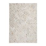 Paris Prix Tapis en Cuir Effet Métallique  Spark  Ivoire & Chrome. Coloris disponibles : Blanc