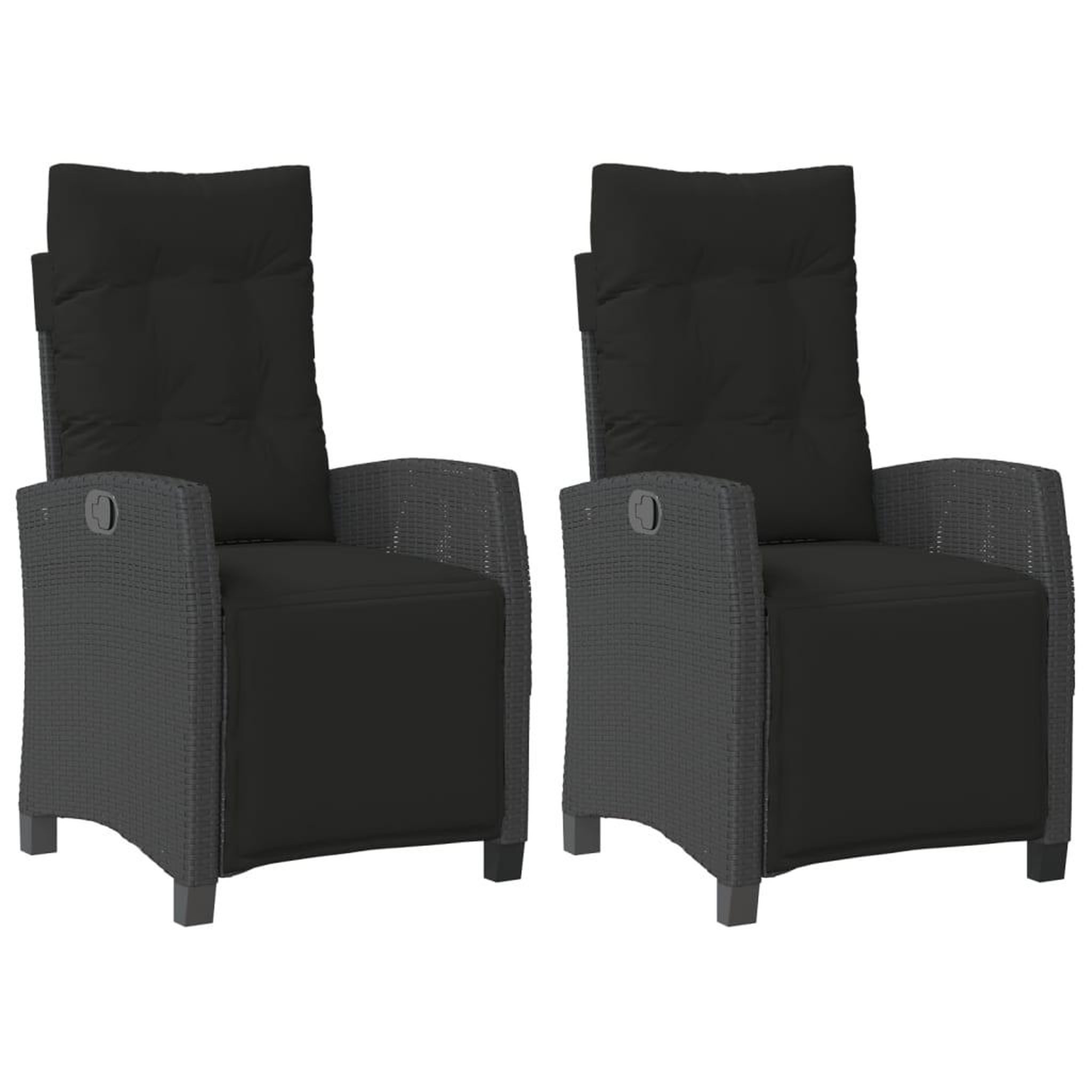 Voir la diapositive 2 : VIDAXL Chaises inclinables de jardin lot de 2 repose-pied noir rotin