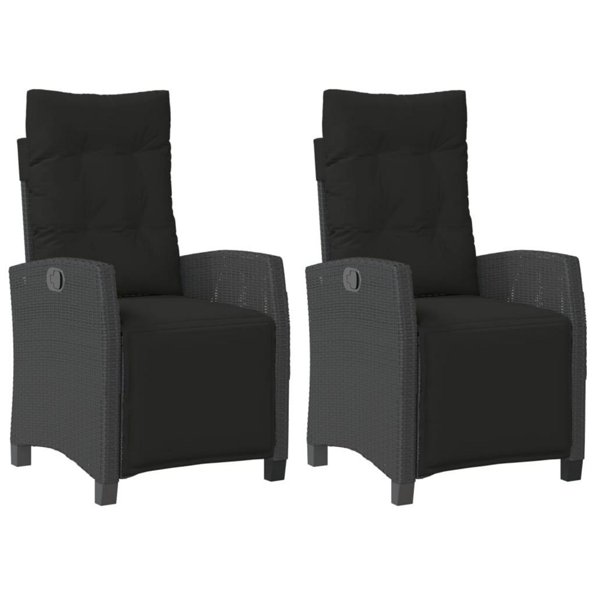 VIDAXL Chaises inclinables de jardin lot de 2 repose-pied noir rotin