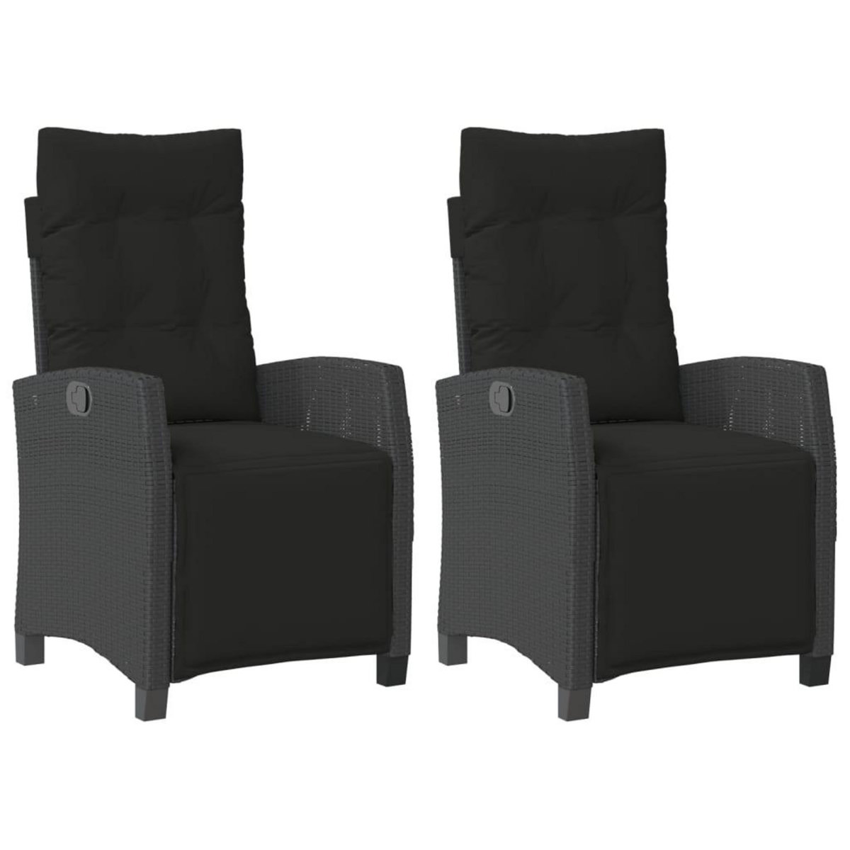 VIDAXL Chaises inclinables de jardin lot de 2 repose-pied noir rotin