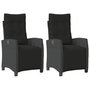 Voir la diapositive 2 : VIDAXL Chaises inclinables de jardin lot de 2 repose-pied noir rotin