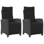 Voir la diapositive 2 : VIDAXL Chaises inclinables de jardin lot de 2 repose-pied noir rotin