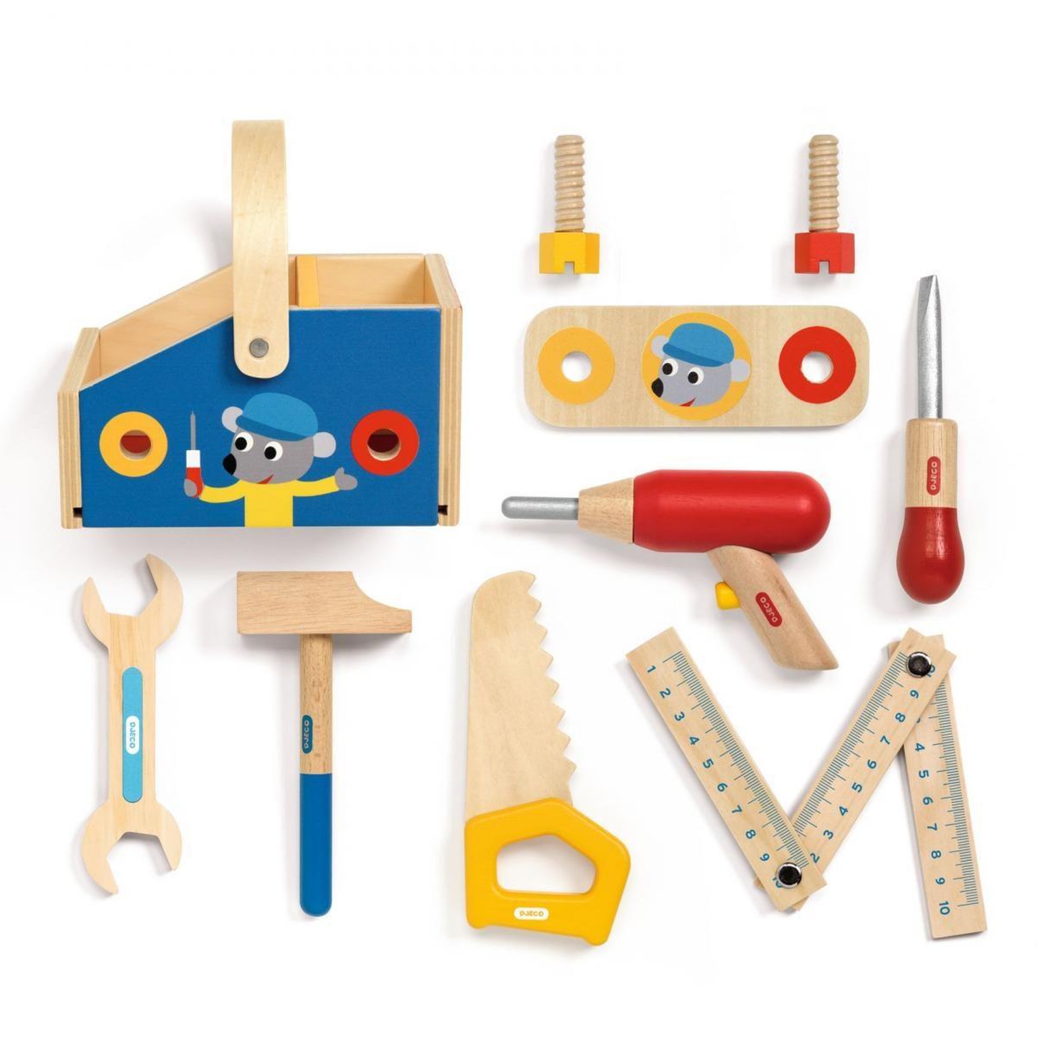 Voir la diapositive 3 : Djeco Minibrico - boite a outils en bois