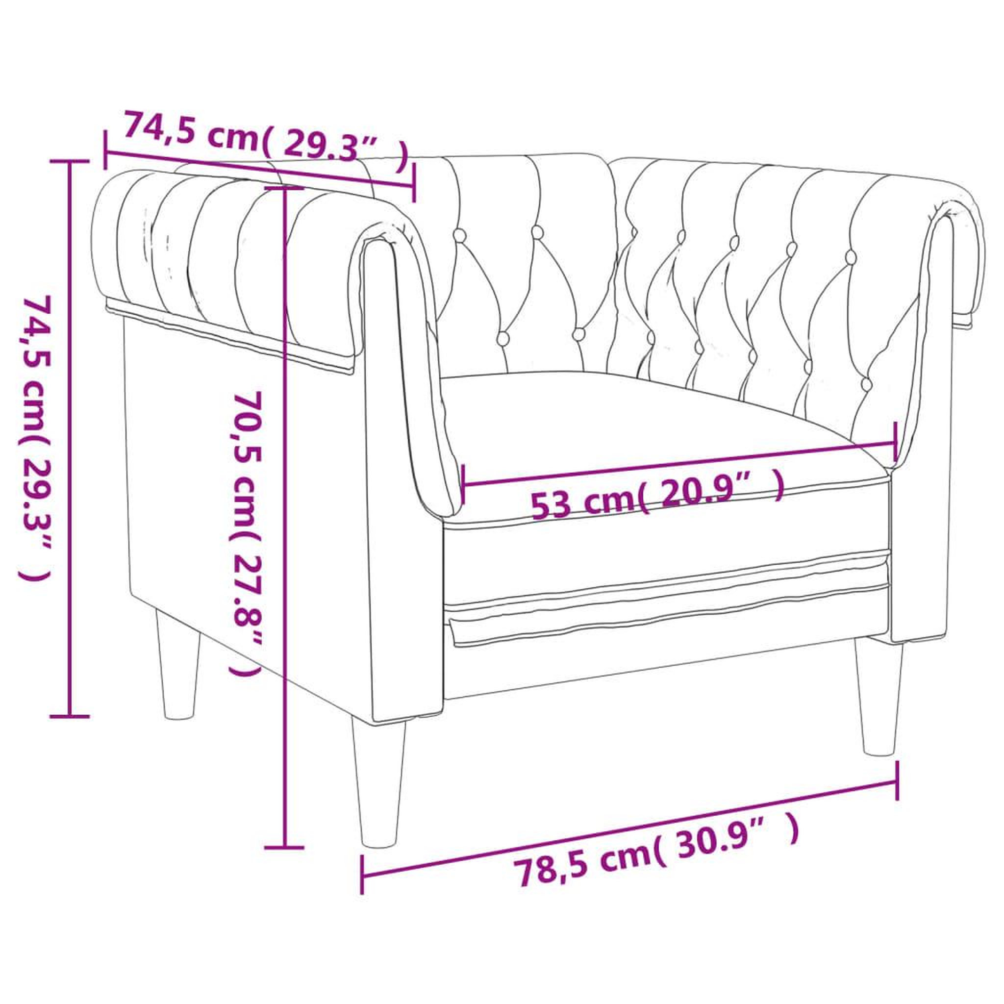Voir la diapositive 6 : VIDAXL Fauteuil Chesterfield taupe tissu
