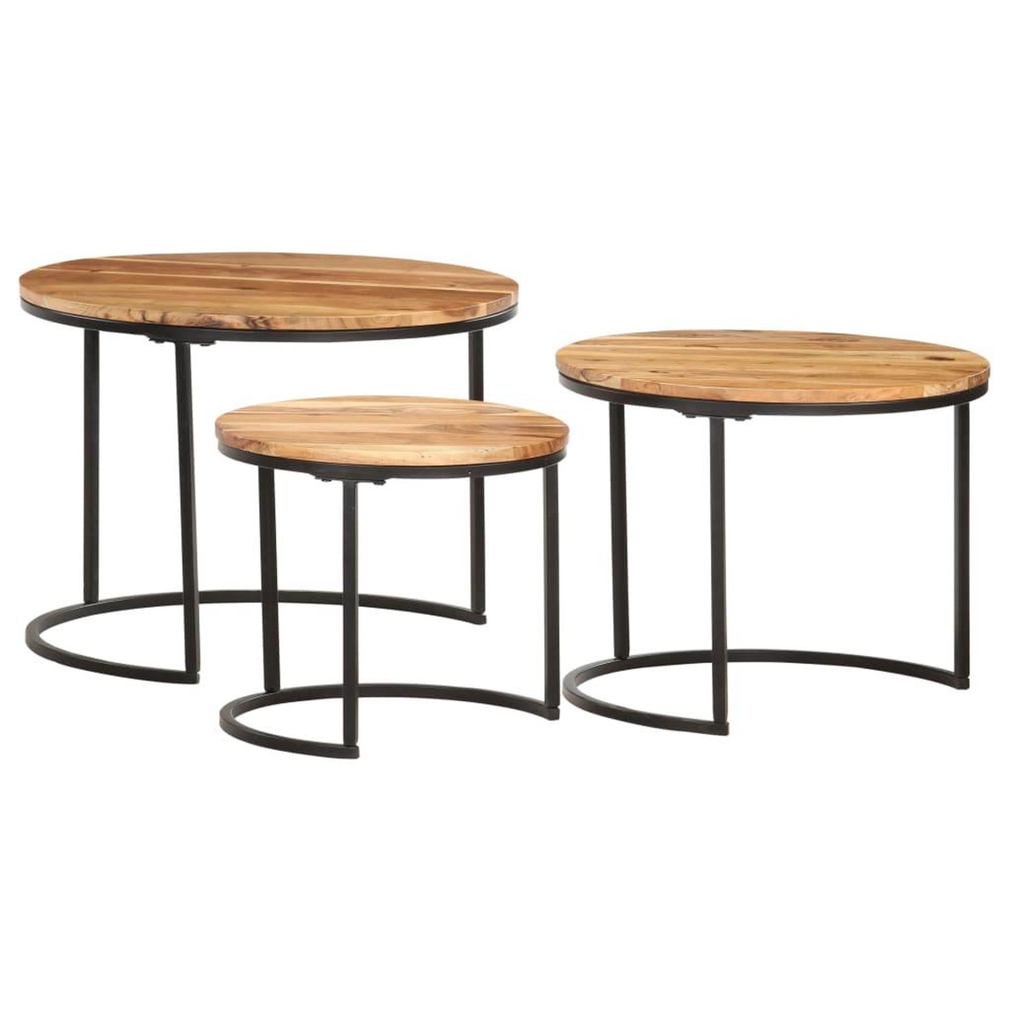 Voir la diapositive 3 : VIDAXL Tables gigognes 3 pcs Bois d'acacia massif