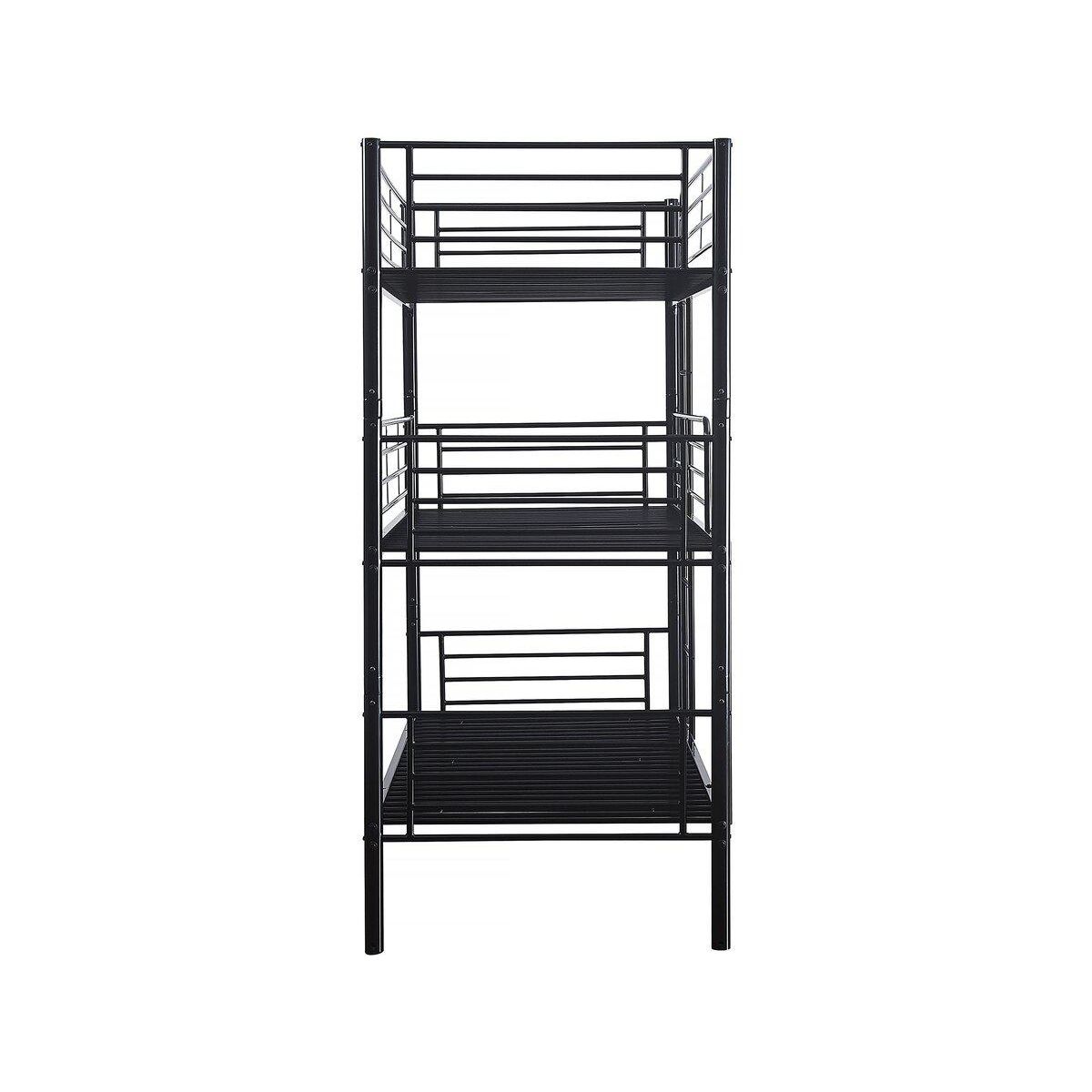 Habitat et Jardin Lit superposé en métal triple  HAVIN  - 90 x 190 cm - Noir