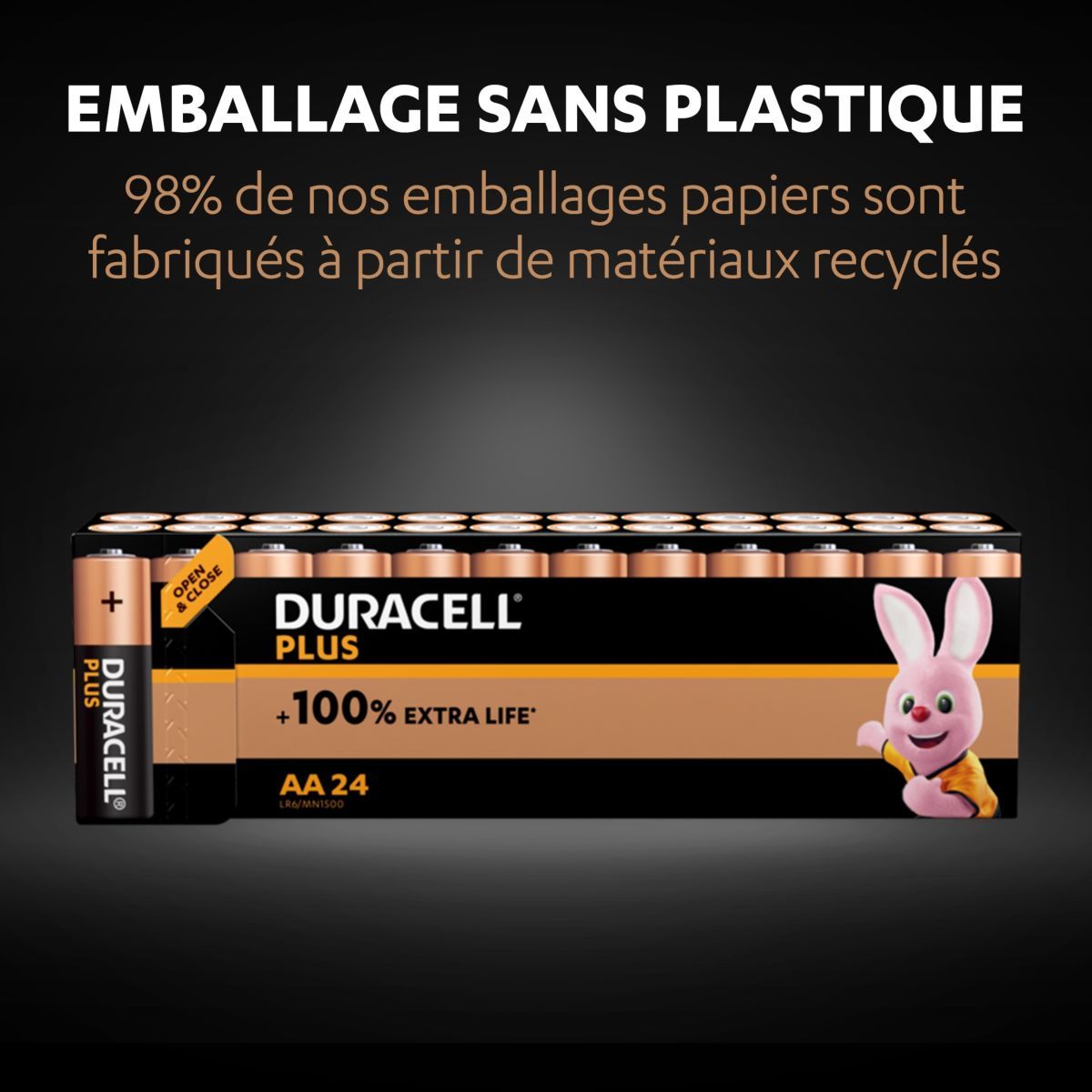 DURACELL Lot de 24 piles duracell plus 100 % AA panière
