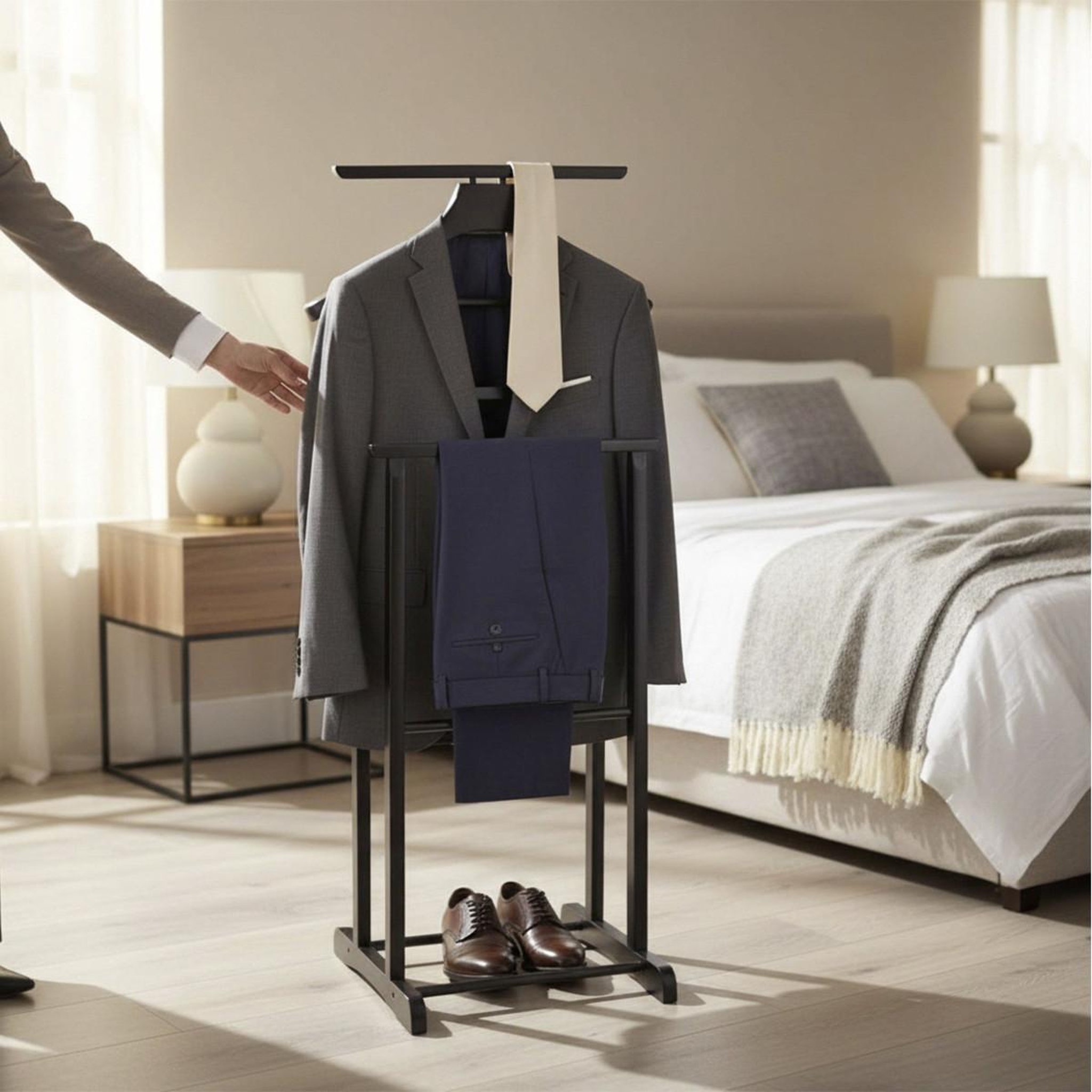 Voir la diapositive 2 : Paris Prix Valet de chambre en bois  veoh  102cm noir