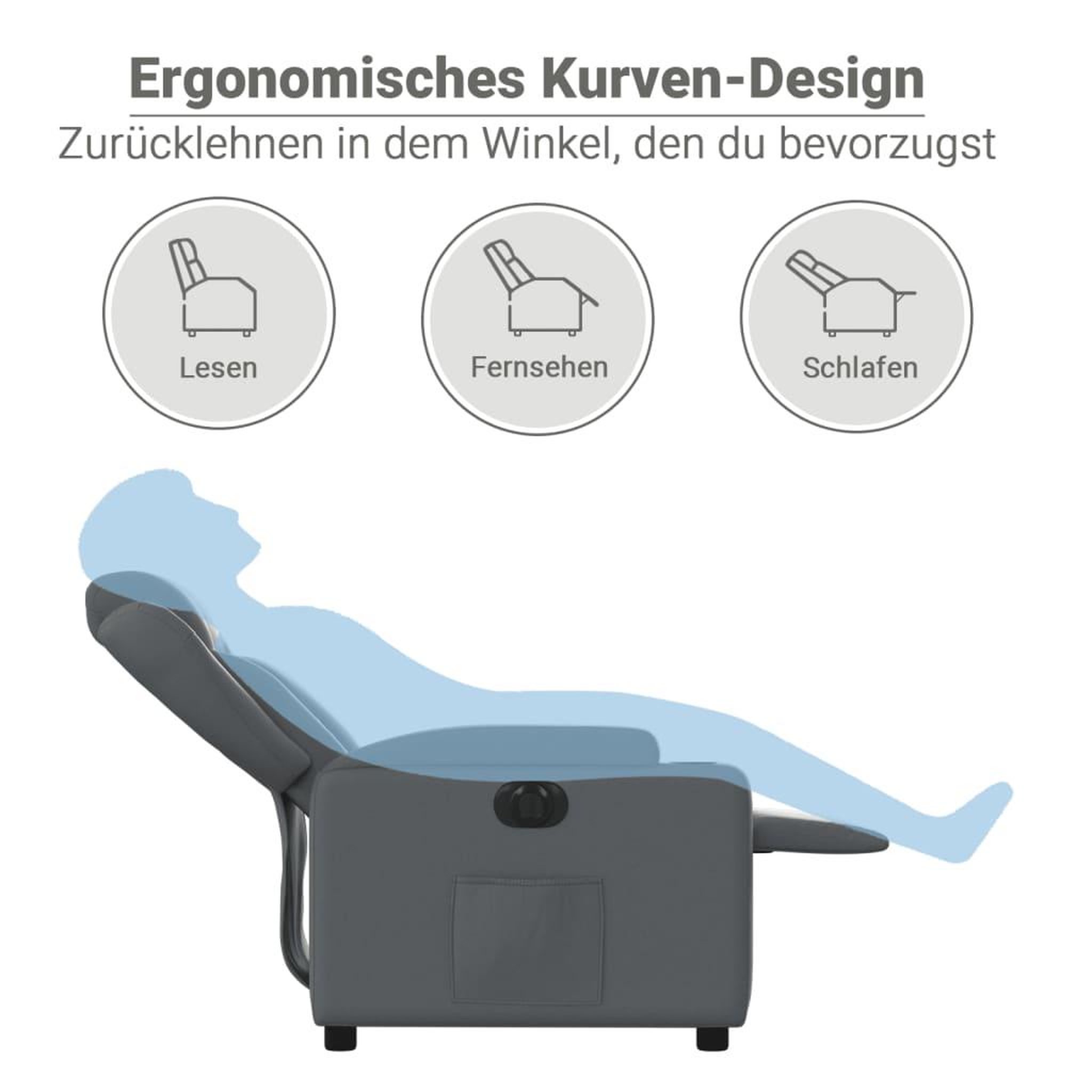 Voir la diapositive 6 : VIDAXL Fauteuil inclinable electrique Gris Similicuir