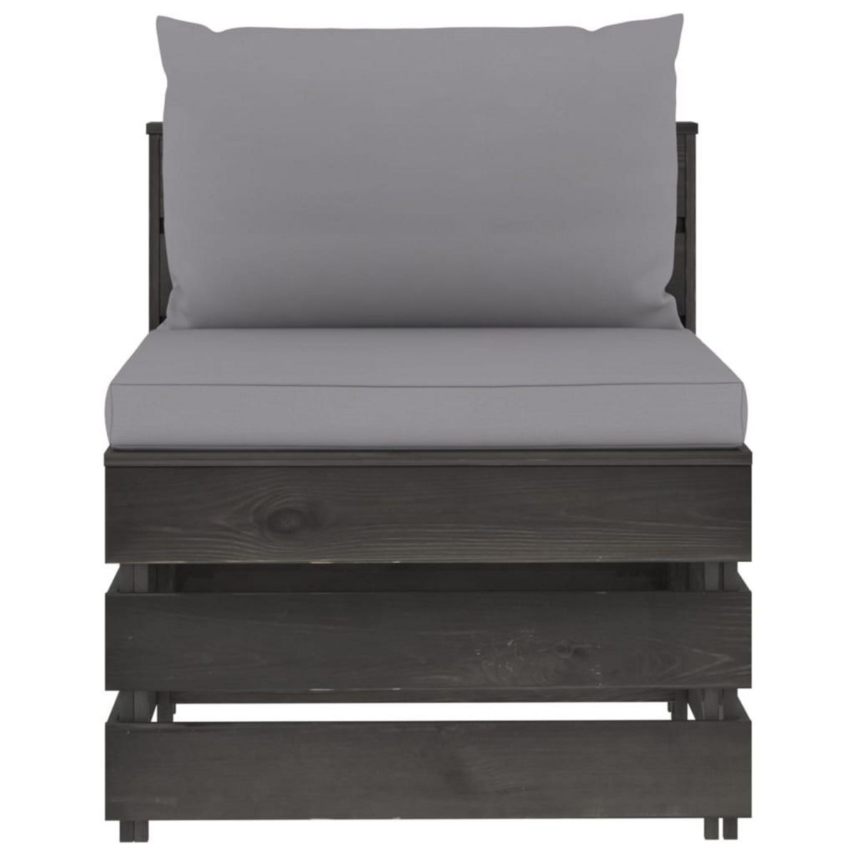 VIDAXL Canape central sectionnel avec coussins Bois impregne de gris