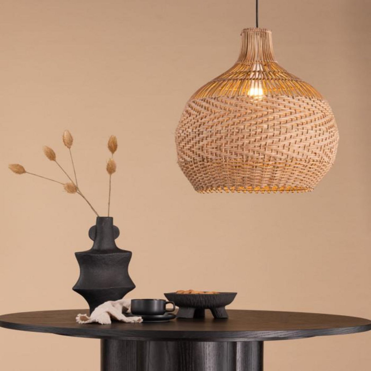 Paris Prix Lampe Suspension en Rotin  Bastia  50 cm Naturel