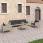 Voir la diapositive 1 : VIDAXL Salon de jardin 4 pcs avec coussins Resine tressee Beige