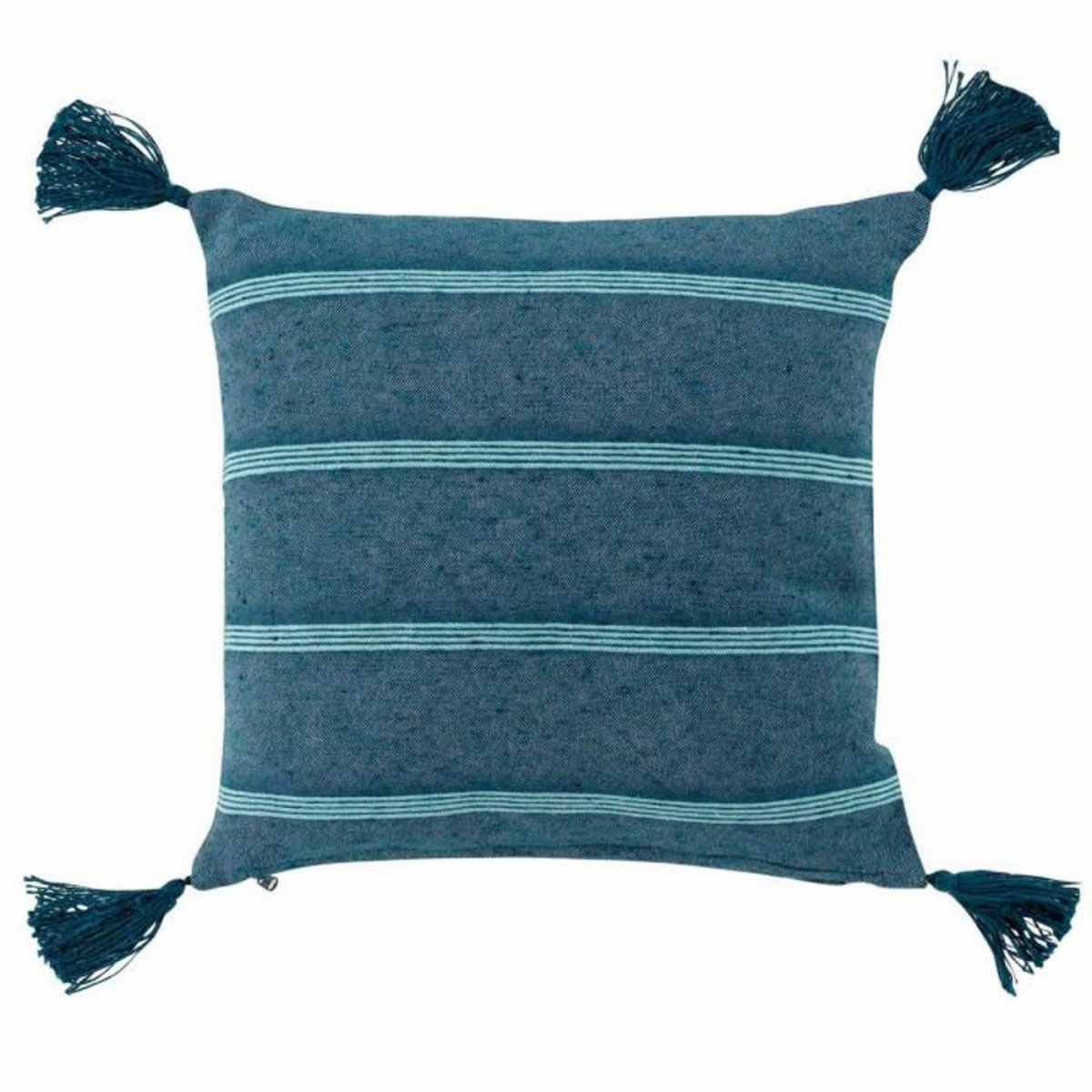 Paris Prix Coussin Déco à Pompons  Jakady  40x40cm Bleu
