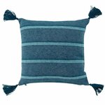 Paris Prix Coussin Déco à Pompons  Jakady  40x40cm Bleu