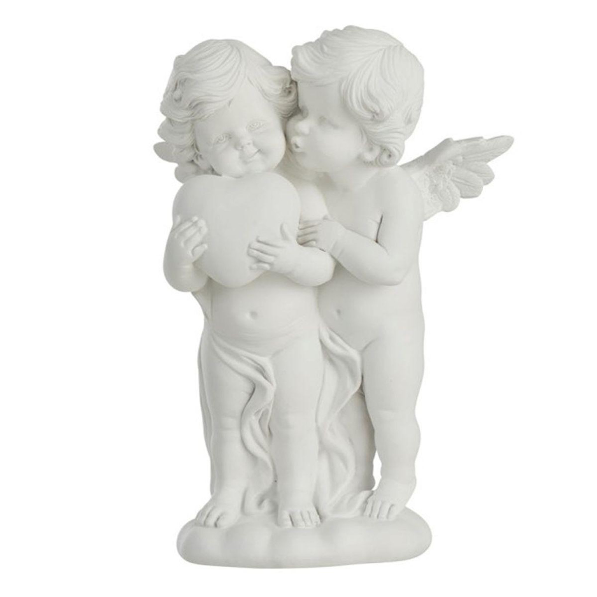 J-LINE Statuette Déco  Ange Câlin  23cm Blanc