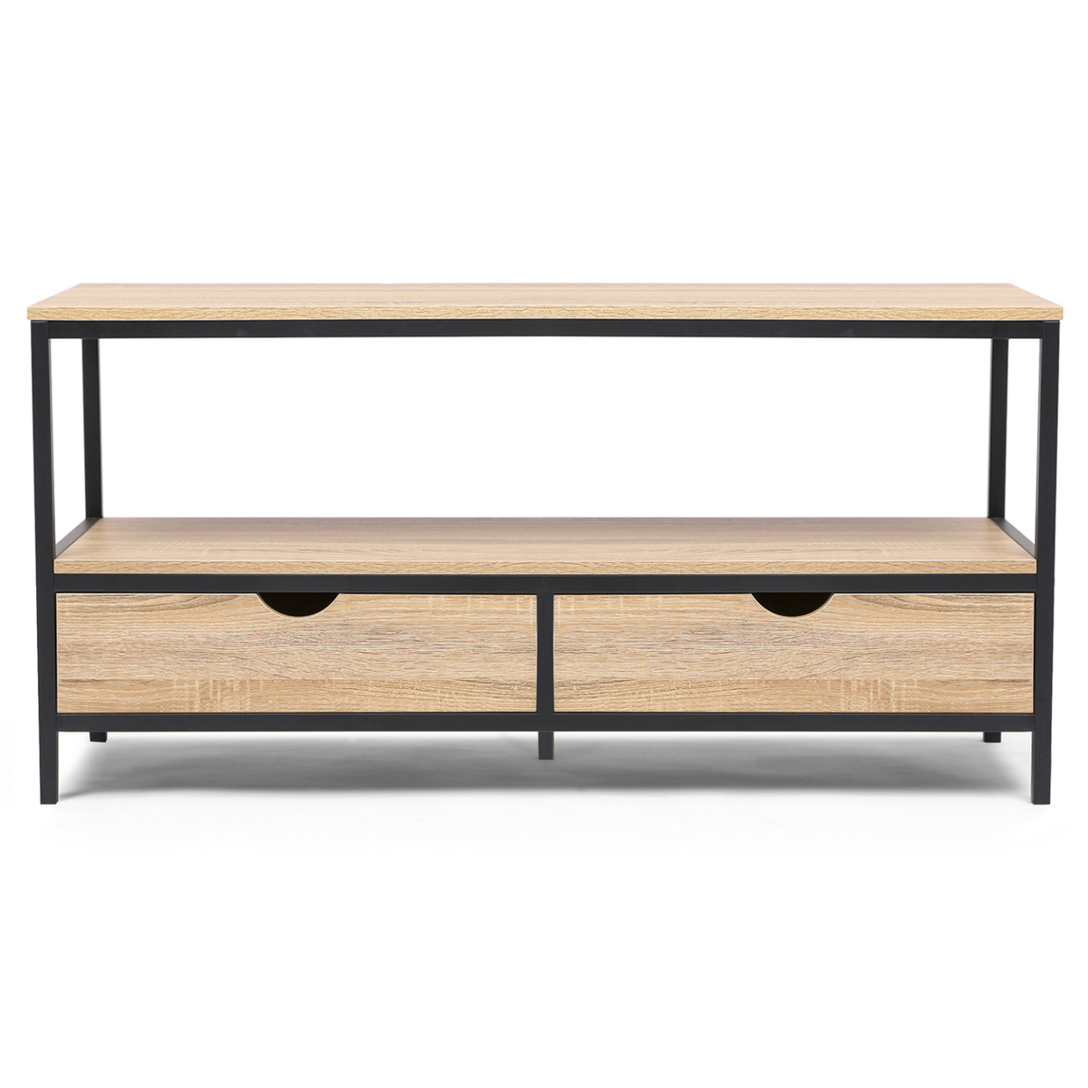 ID MARKET Ensemble meubles de salon buffet, table basse relevable et meuble TV DETROIT design industriel