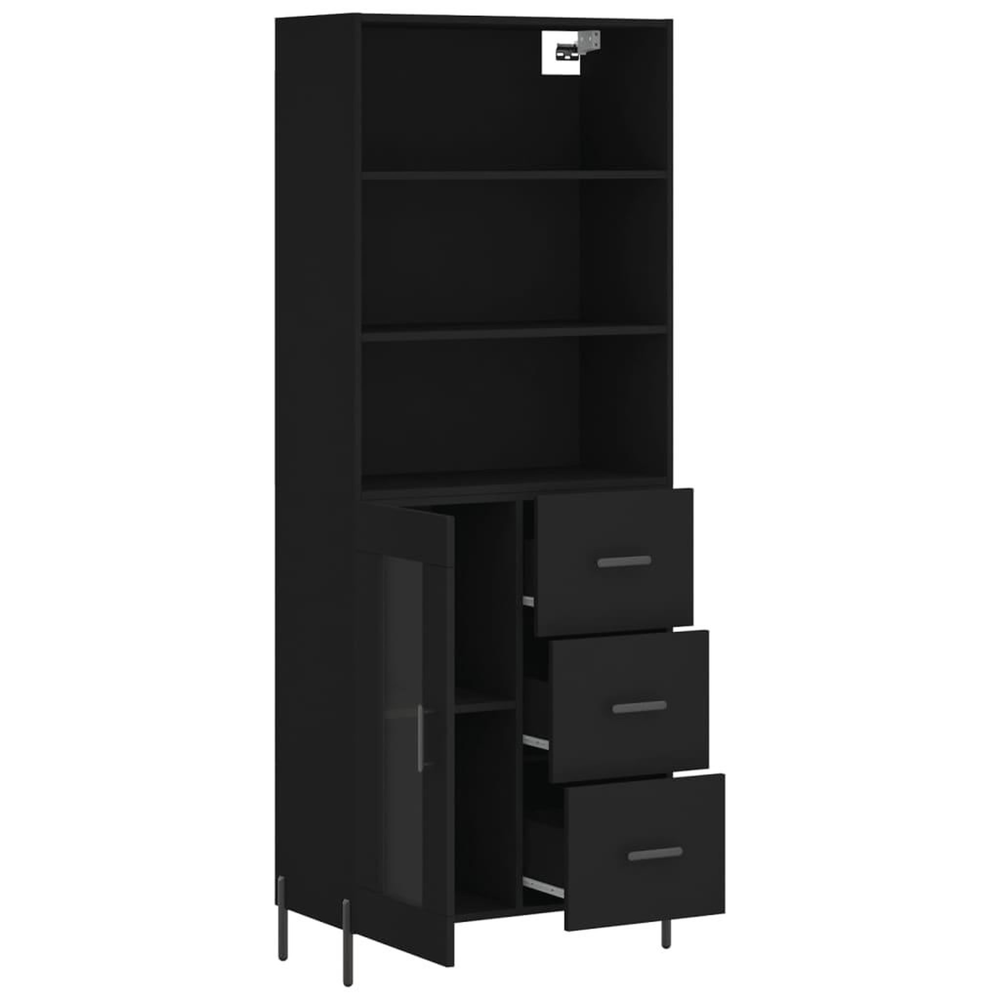 Voir la diapositive 4 : VIDAXL Buffet haut Noir 69,5x34x180 cm Bois d'ingenierie