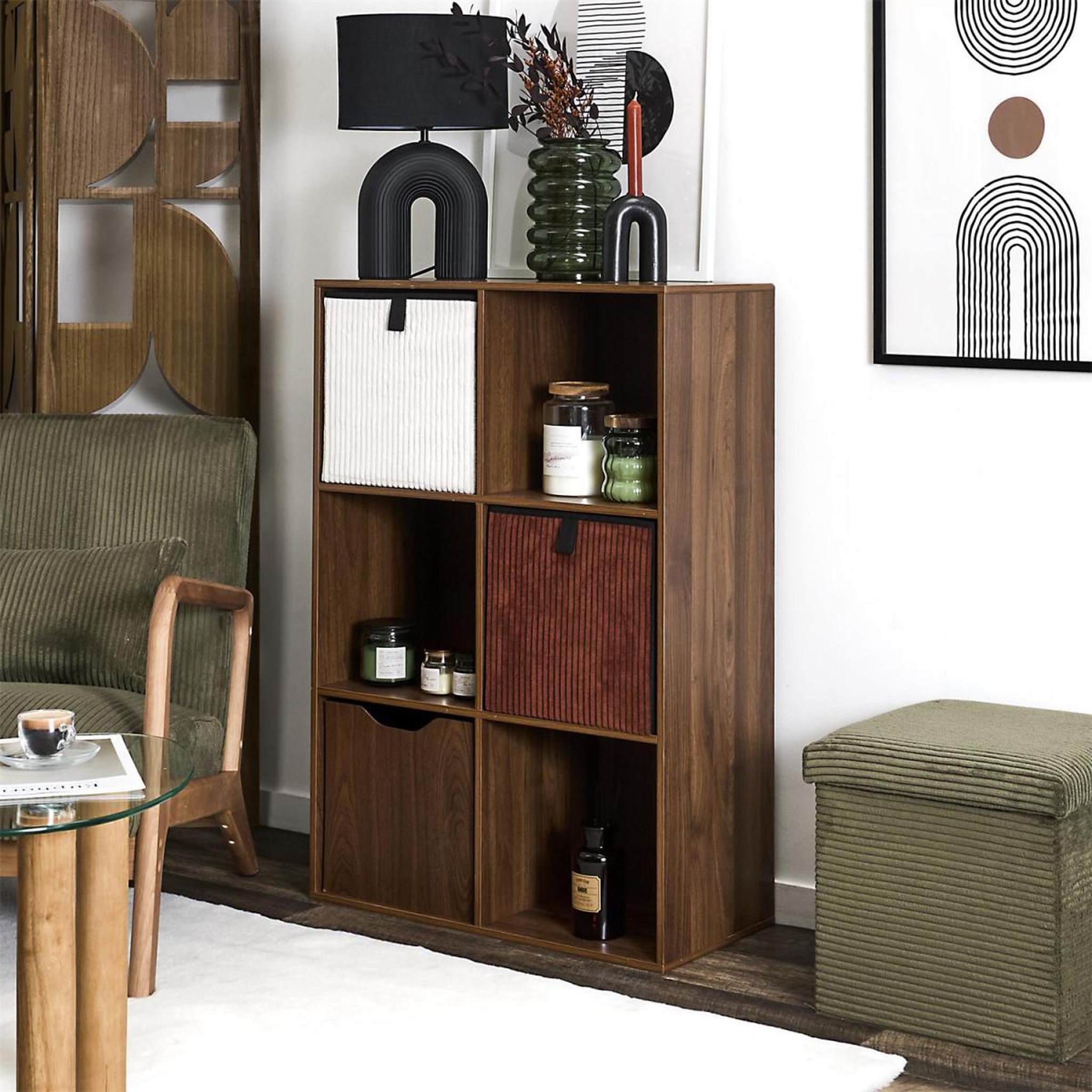 Voir la diapositive 5 : The Home Deco Factory Meuble de rangement 6 cases  tiffany  97cm marron