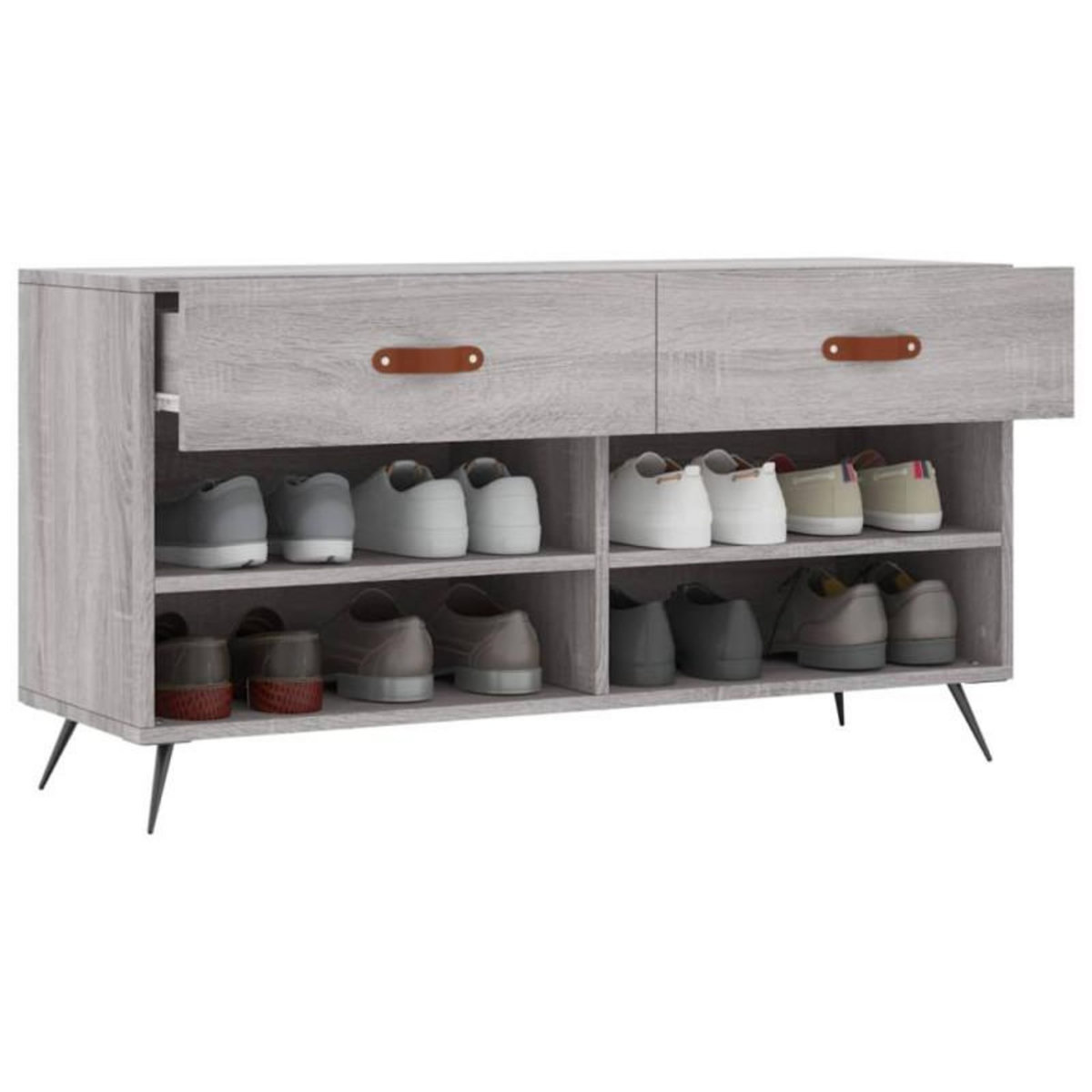 VIDAXL Banc à chaussures sonoma gris 102x35x55 cm bois d ingénierie