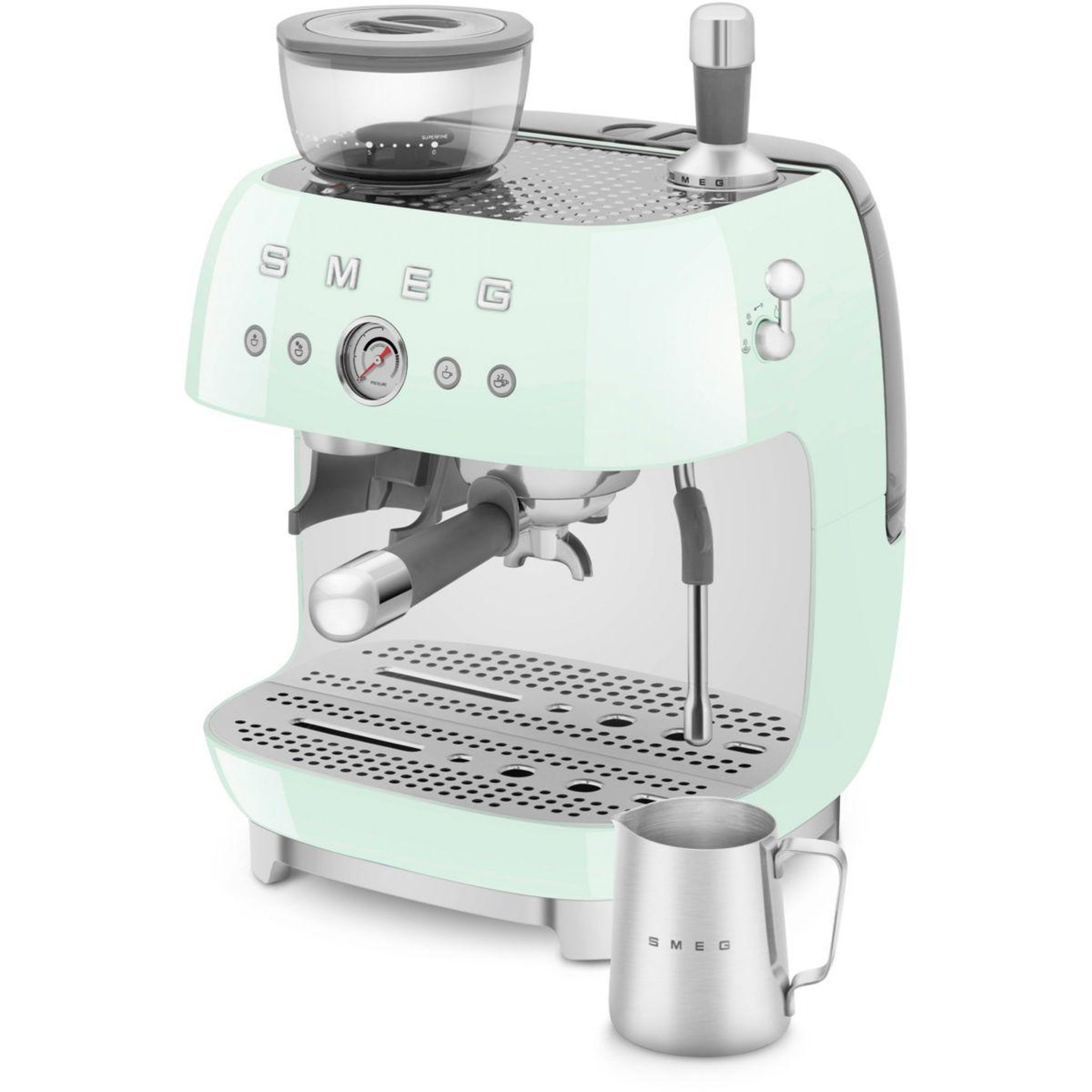 Voir la diapositive 4 : SMEG Expresso broyeur egf03pgeu vert d'eau