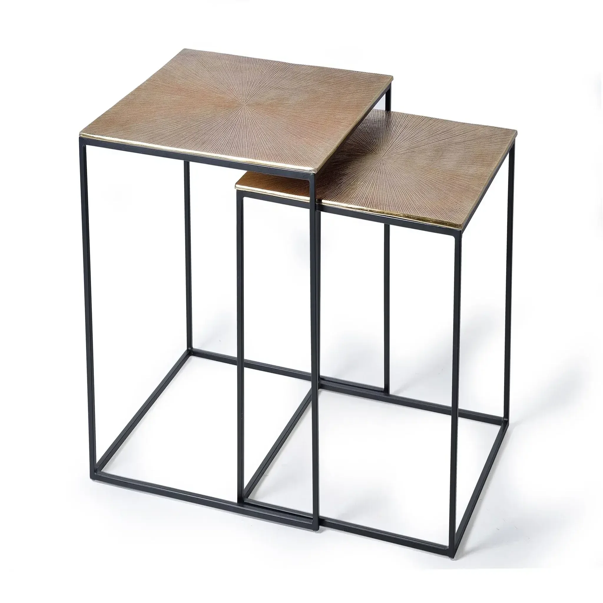GINER Y COLOMER SL Lot de 2 tables basses de bronze grande table : 55 cm, petite table : 50 cm style industriel