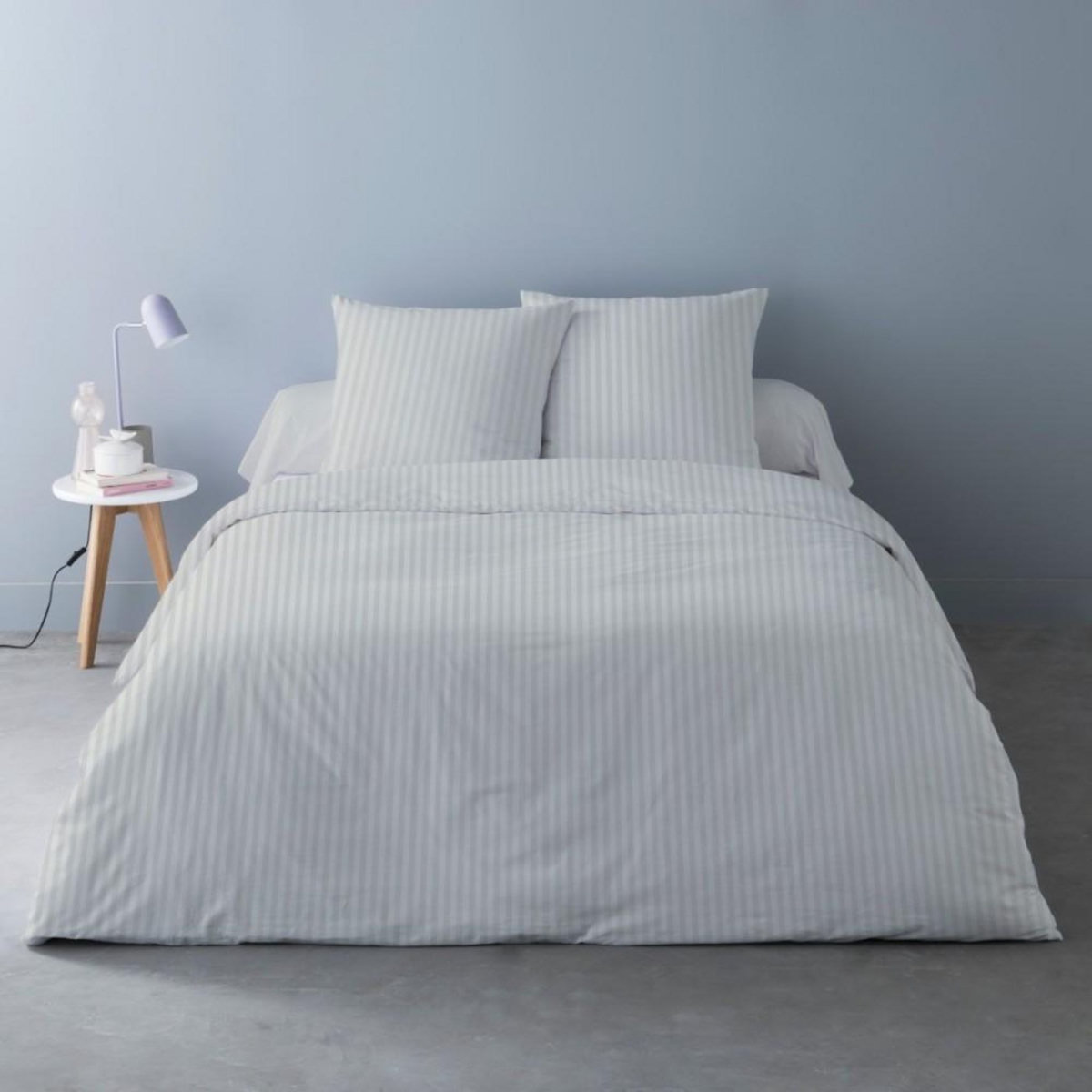 Dourev Housse de couette 240x220 STRIPES BLANC + 2 taies coton 78 fils