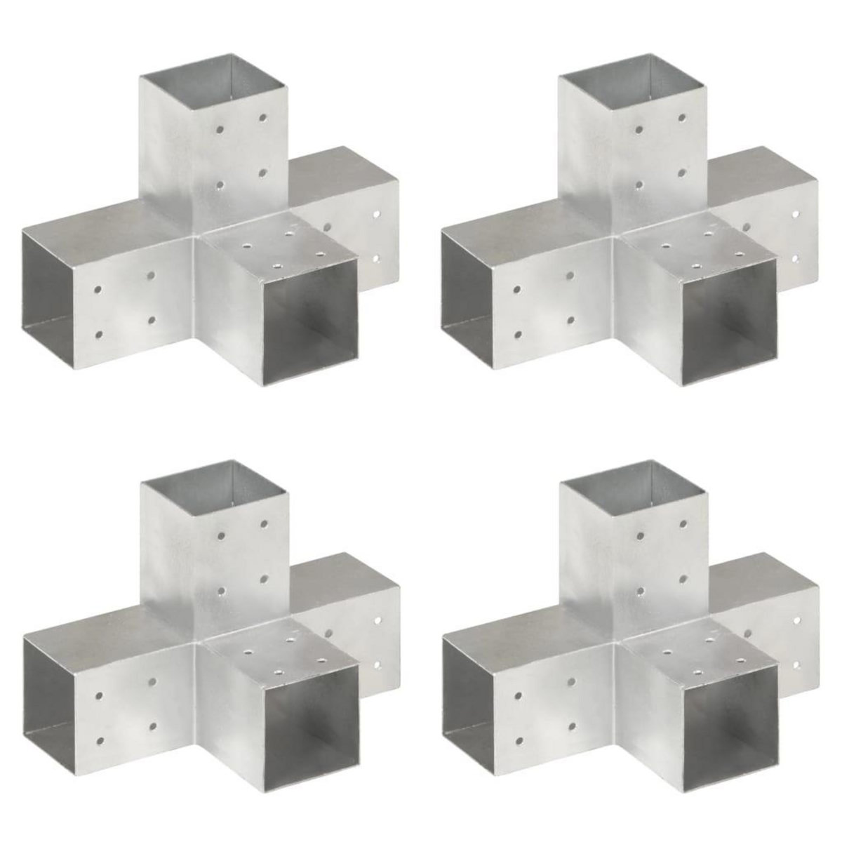 VIDAXL Connecteurs de poteau 4 pcs Forme en X Metal galvanise 81x81 mm