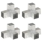 VIDAXL Connecteurs de poteau 4 pcs Forme en X Metal galvanise 81x81 mm