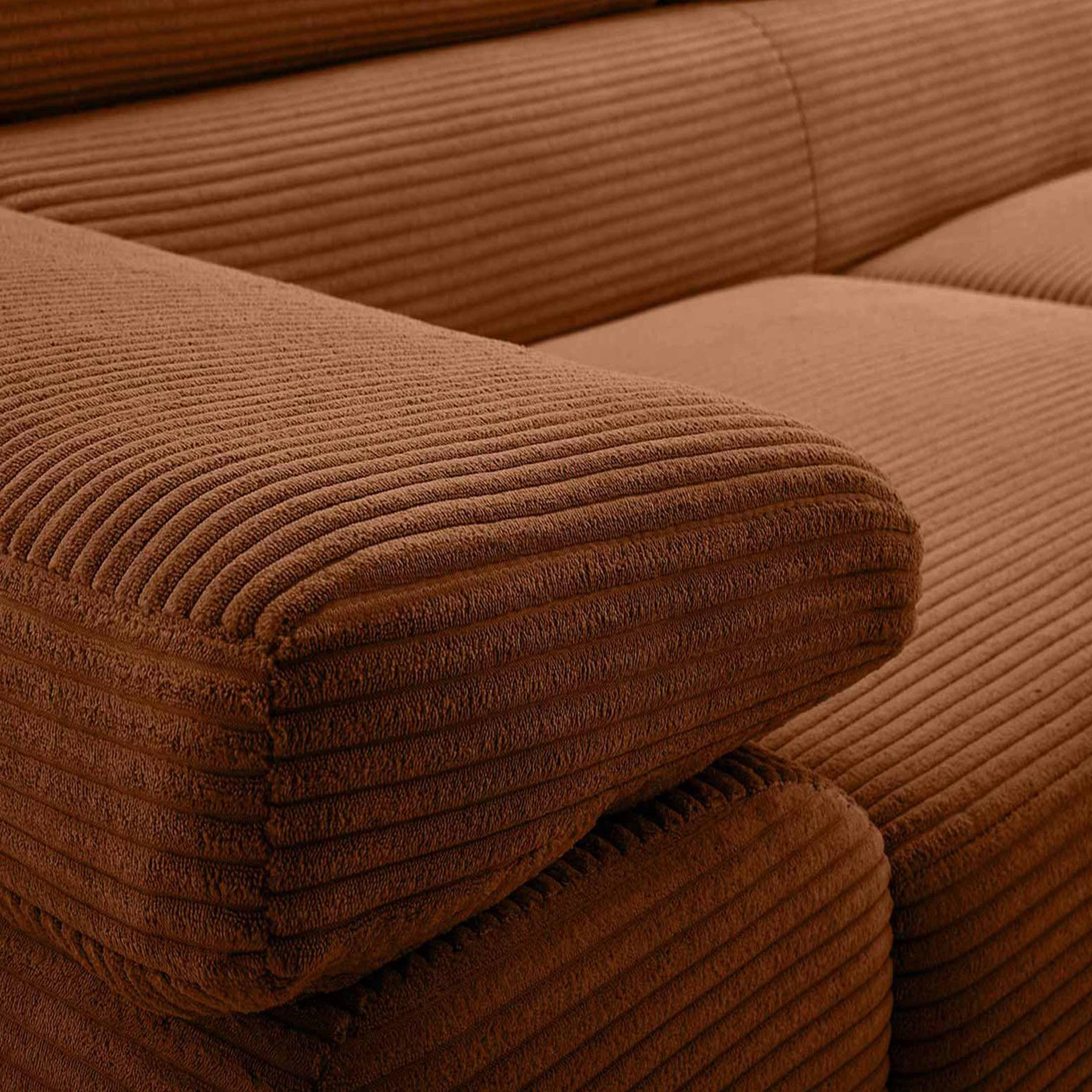 Voir la diapositive 3 : BEST MOBILIER Pablo - canapé 3 places - convertible avec têtières réglables - en velours côtelé