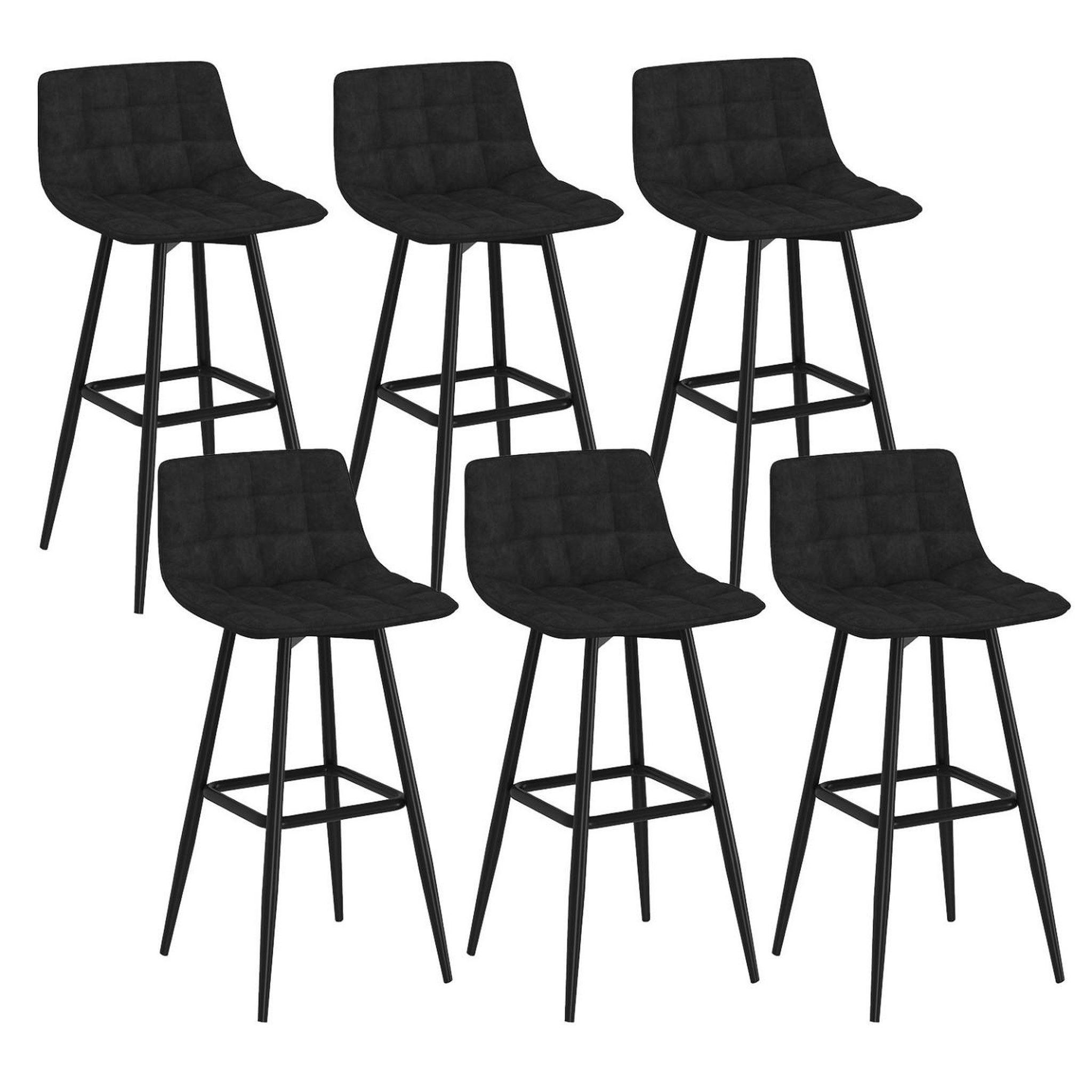 ID MARKET Lot de 6 tabourets de bar mady en velours noir