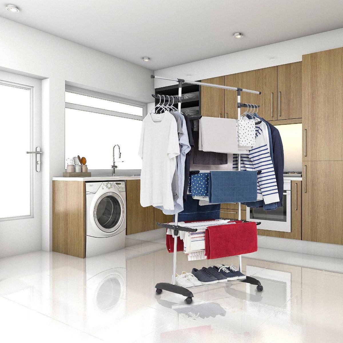 BATIMEX Séchoir à linge étendoir multifonction 25M ULTIMA 3 niveaux Noir et inox