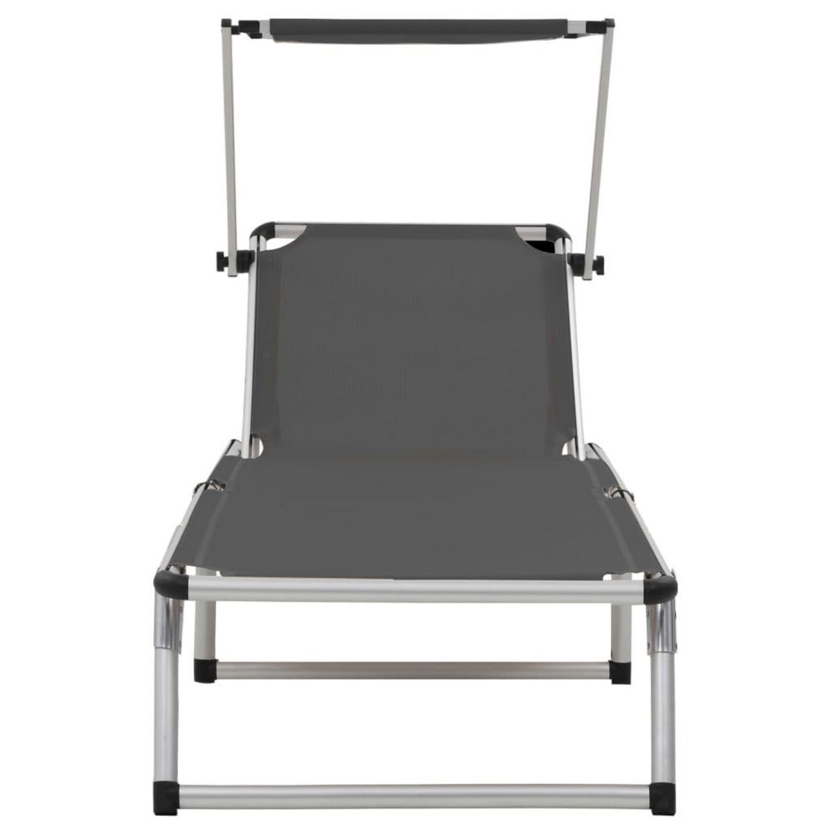 VIDAXL Chaises longues pliables et toit lot de 2 Aluminium textilene