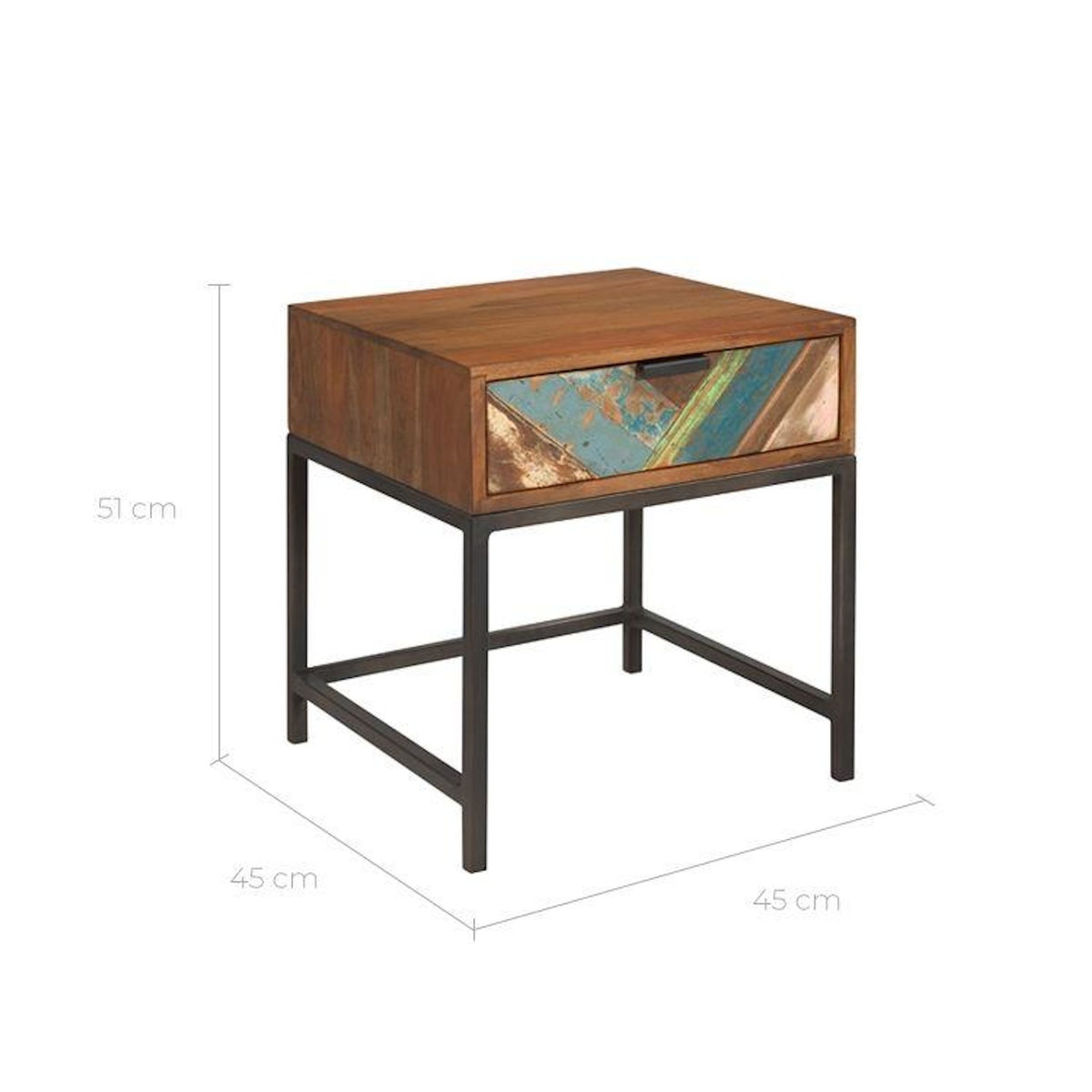 Rendez vous déco Table de chevet 1 tiroir en bois d'acacia et bois recyclé-Krabi